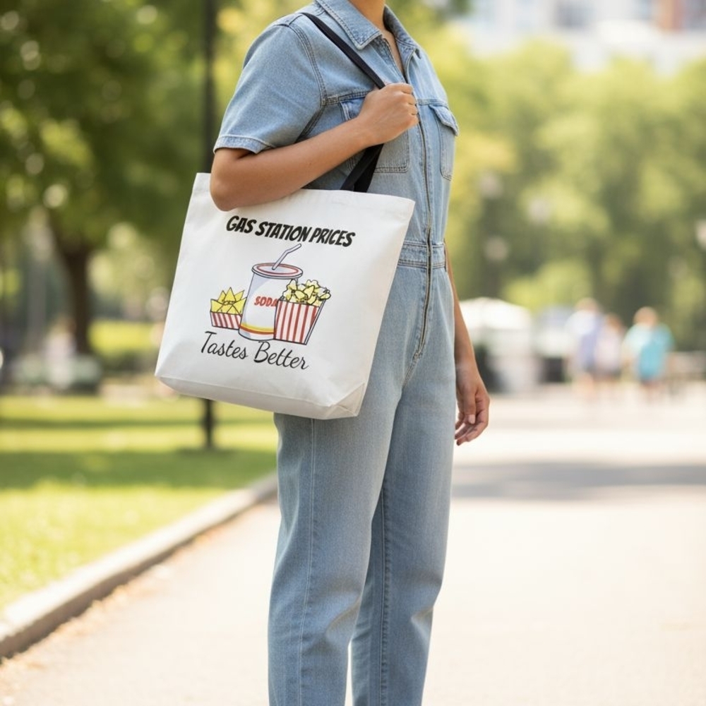 Trendy White Graphic Tote Bag